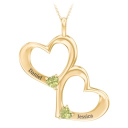 Fusion Hanging Hearts Pendant in 18K Gold Plated Silver with Peridot