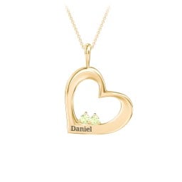 Engravable Tilted Heart 2 Stone Pendant