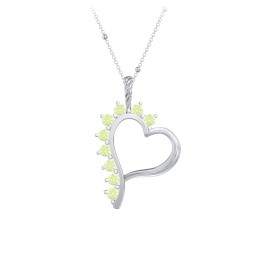 Shepherd Floating Gemstone Heart Pendant in 925 Sterling Silver with Peridot