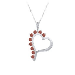 Shepherd Floating Gemstone Heart Pendant in 925 Sterling Silver with Garnet