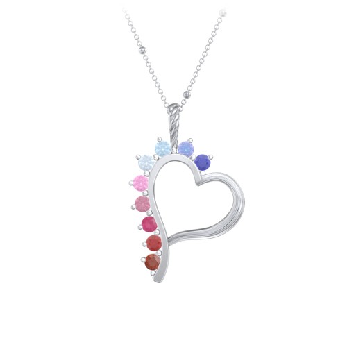 Shepherd Floating Gemstone Heart Pendant – Sterling Silver with Blue Sapphire, Tanzanite, Blue Topaz, Aquamarine, Pink Sapphire, Pink Tourmaline, Ruby, and Garnet