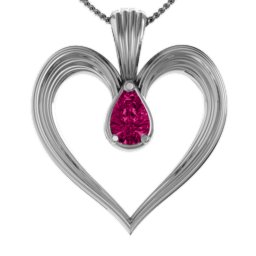 Fountain Heart Pendant with Pear Gemstone