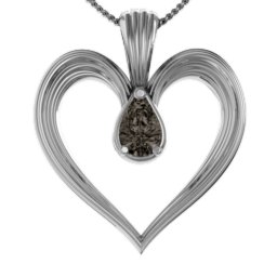 Fountain Heart Pendant with Pear Gemstone in 925 Sterling Silver with Smokey Quartz