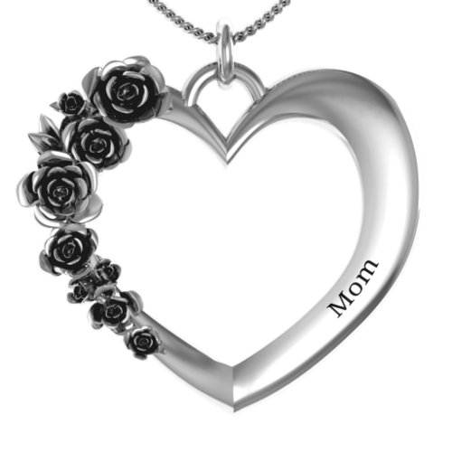 Rose Posy Heart Pendant – Sterling Silver