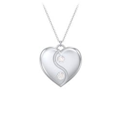 Engraved Yin Yang Heart Pendant with Birthstones