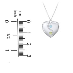 Engraved Yin Yang Heart Pendant with Birthstones