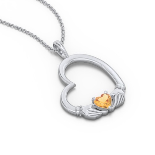 Tilted Heart Claddagh Pendant