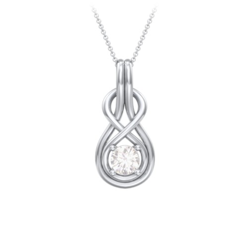 Infinity Love Knot Pendant – Sterling Silver with Diamond