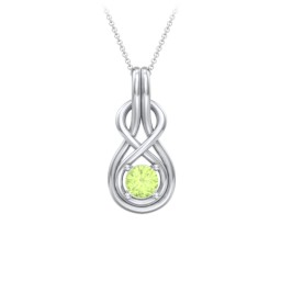 Infinity Love Knot Pendant in 925 Sterling Silver with Peridot