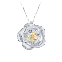 Family Rose Birthstone Pendant – 10K Yellow Gold with Orange Sapphire, Green Sapphire, Peridot, Fancy Yellow Premium Zirconia, and Citrine