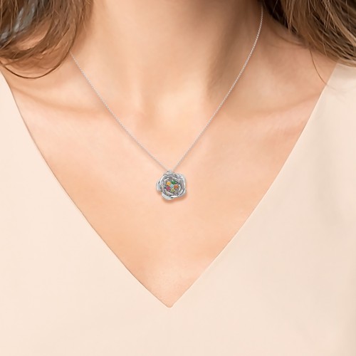 Family Rose Birthstone Pendant – 10K Yellow Gold with Orange Sapphire, Green Sapphire, Peridot, Fancy Yellow Premium Zirconia, and Citrine