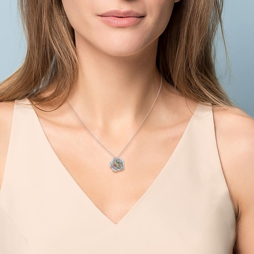 Family Rose Birthstone Pendant – 10K Yellow Gold with Orange Sapphire, Green Sapphire, Peridot, Fancy Yellow Premium Zirconia, and Citrine