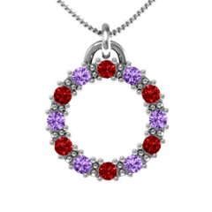 Circle of Life Pendant – Sterling Silver with Garnet and Amethyst