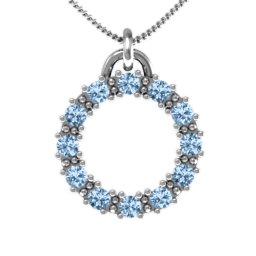 Circle of Life Pendant in 925 Sterling Silver with Aquamarine