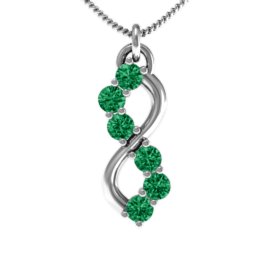 Six Stone Infinity Pendant in 925 Sterling Silver with Emerald