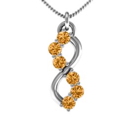 Six Stone Infinity Pendant in 925 Sterling Silver with Citrine