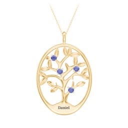 4-15 Stones Oval Family Tree Pendant