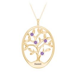 4-15 Stones Oval Family Tree Pendant