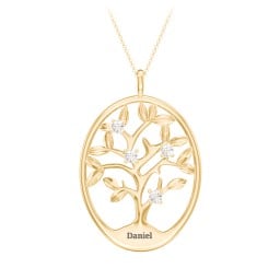 4-15 Stones Oval Family Tree Pendant