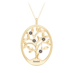 4-15 Stones Oval Family Tree Pendant