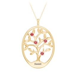 4-15 Stones Oval Family Tree Pendant