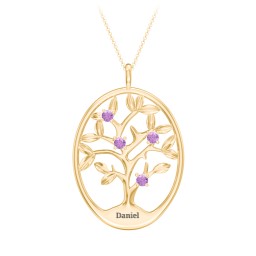4-15 Stones Oval Family Tree Pendant