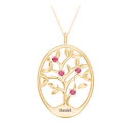 4-15 Stones Oval Family Tree Pendant