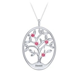 4-15 Stones Oval Family Tree Pendant