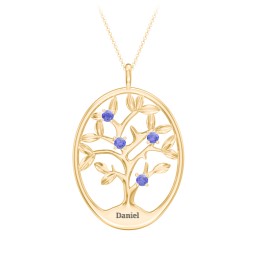 4-15 Stones Oval Family Tree Pendant