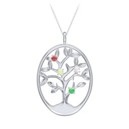 4-15 Stones Oval Family Tree Pendant