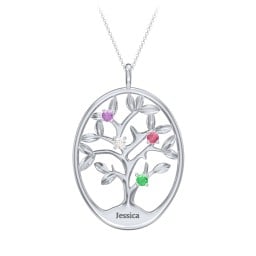 4-15 Stones Oval Family Tree Pendant