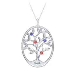 4-15 Stones Oval Family Tree Pendant