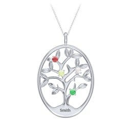 4-15 Stones Oval Family Tree Pendant