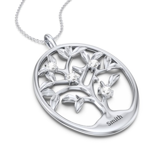 4-15 Stones Oval Family Tree Pendant