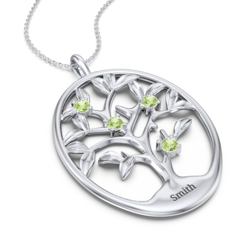4-15 Stones Oval Family Tree Pendant