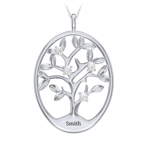 4-15 Stones Oval Family Tree Pendant