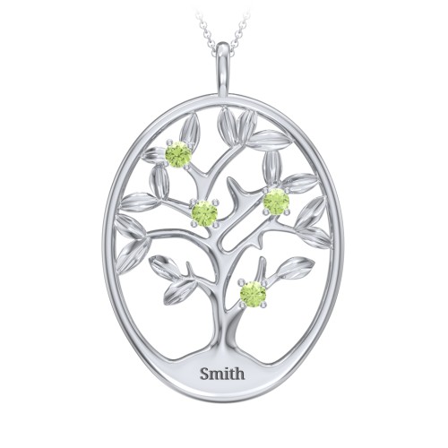 4-15 Stones Oval Family Tree Pendant
