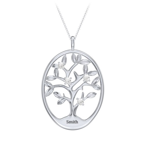 4-15 Stones Oval Family Tree Pendant