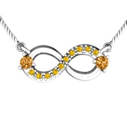 Double Stone Horizontal Infinity Pendant with Accents