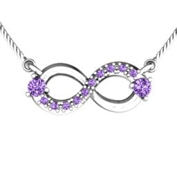 Double Stone Horizontal Infinity Pendant with Accents