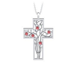 3 - 10 Stone Family Tree Cross Pendant