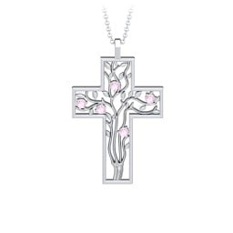 3 - 10 Stone Family Tree Cross Pendant
