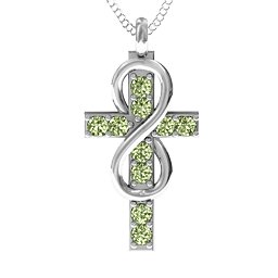 Infinity Cross Pendant in 925 Sterling Silver with Peridot
