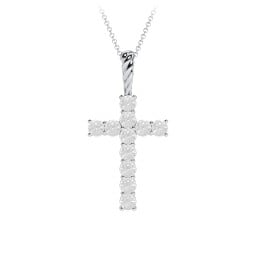 Classic Encrusted 3mm Round Cross Pendant