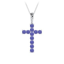 Classic Encrusted 3mm Round Cross Pendant