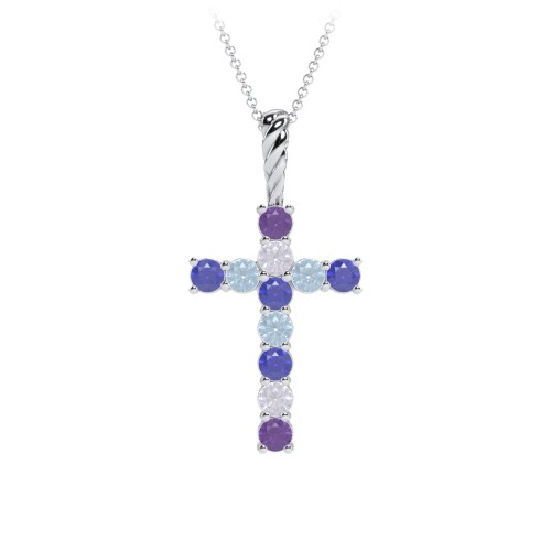 Classic Encrusted 3mm Round Cross Pendant
