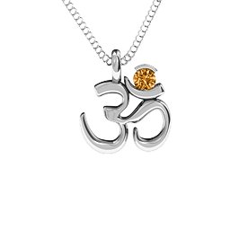 Om Yoga Pendant with 3mm Round Stone