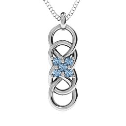 Sisters Interlocked Infinity Pendant in 925 Sterling Silver with Aquamarine