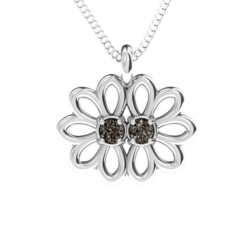 Sister's Flower Pendant – Sterling Silver with Smokey Quartz