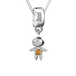 Happy Boy Pendant in 925 Sterling Silver with Citrine